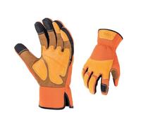 Vgo... Gardening Gloves Touchscreen Thornproof, Men Utility Work Gloves in Pig Leather for Garden Building Warehouse, Dexterity & Breathable Construction Gloves
