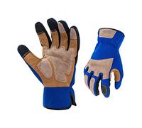 Vgo Gardening Gloves Touchscreen Thornproof, Men's Utility Work Gloves in Pig Leather for Garden, Building, Warehouse - Dexterity & Breathable Construction