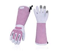 Vgo... Gardening Gloves Women Long Sleeves in Leather, Long Work Gloves Gauntlet Thorn Proof for Yard Garden Agriculture