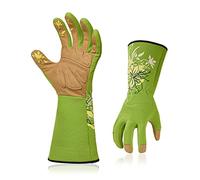 Vgo... Gardening Gloves Women Long Sleeves in Leather, Long Work Gloves Gauntlet Thorn Proof for Yard Garden Agriculture