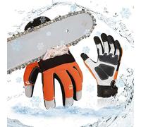 Vgo... Thermal Chainsaw Gloves Waterproof, 12-Layer Protection on Left Hand, Winter Safety Forestry Work Gloves with Touchscreen Goat Leather in Cold Weather(S,1Pair)