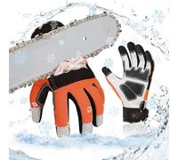 Vgo... Thermal Chainsaw Gloves Waterproof, 12-Layer Protection on Left Hand, Winter Safety Forestry Work Gloves with Touchscreen Goat Leather in Cold Weather(L,1Pair)