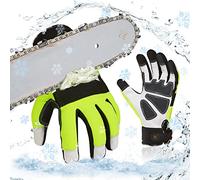 Vgo... Thermal Chainsaw Gloves Waterproof, 12-Layer Protection on Left Hand, Winter Safety Forestry Work Gloves with Touchscreen Goat Leather in Cold Weather(L,1Pair)