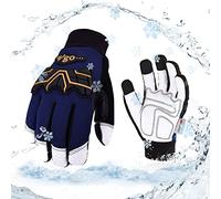 Vgo... Winter Work Gloves Waterproof Touchscreen, 3M Thinsulate C40 Thermal Heavy Duty Gloves Goatskin Leather Anti-Impact in Cold Weather, 1 pair