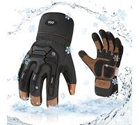 Vgo... Winter Work Gloves Waterproof Touchscreen,Thermal Heavy Duty Gloves TPR Anti-impact Anti-Vibration for Trucker Freezer Delivery Warehouse, 1pair