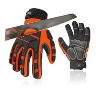 Vgo... Work Gloves Anti Cut Heavy Duty Touchscreen, Antivibration Gloves Protective for Warehouse Carpenter Forestry Working Trucker, 1 pair, Orange-SL9792IPA5, (SL9792IPA5)