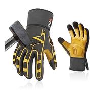 Vgo... Work Gloves Anti Impact Cowhide Touchscreen, Utility Working Gloves Men Heavy Duty for Construction Hgv Trucker Warehouse Multipurpose