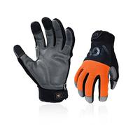 Vgo... Work Gloves Anti Vibration in Cowhide Touchscreen, Mechanics Gloves Multi-purpose Light&Medium Duty, 1 pair (Orange, CA7723WR)