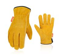 Vgo... Work Gloves Gardening in Cowhide, Heavy Duty Gardening Gloves Men in Leather Thornproof Multi Utility for Yard Warehouse Delivery(Size S,1 Pair)
