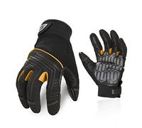 Vgo... Work Gloves Men in Cowhide Leather, Heavy Duty Mechanic Work Gloves Touchscreen Anti-Vibration Anti-abrasion Safety Gloves,1 Pair