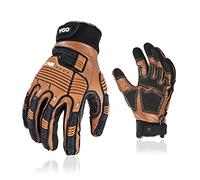 Vgo... Work Gloves Men Touchscreen in Cowhide Palm, Heavy Duty Gloves Anti Impact Utility for Warehouse Mechanics Carpenter Trucker, 1 pair(XL)