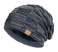 Vgogfly Slouchy Beanie for Men Winter Hats for Guys Cool Beanies Mens Lined Knit Warm Thick Skully Stocking Binie Hat, Navy, One size