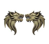 VGOL 1 Pair Wolf Head 3D Metal Stickers Decals Wolf Emblem Reflective Badge Decoration for Motorcycle Car Windscreen Bronze
