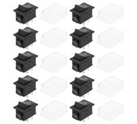 VGOL 10 Sets Mini On/Off Rectangle Rocker Switch 2 Pin 2 Position 12V Toggle Switch Comes with Protective Cover for Car Auto Boat Household Appliances Black