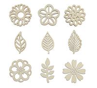 VGOL 100PCS Flower & Leaf Shapes Wooden Slices Wooden Embellishments Decorative Wood Chips Ornaments for DIY Scrapbooking Card Making Crafts
