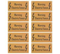 VGOL 10pcs English Warning Electric Fence Signs 200x100mm Orange Plastic Safety Signs for Wall Fence Farmhouse Farm