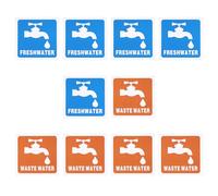 VGOL 10pcs Water Classification Stickers 7.7cm x 7.7cm PVC Fresh Water Stickers PVC Waste Water Sticker for Freshwater Systems Wastewater Systems Pipelines Distinguish