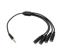 VGOL 1PC Stereo Splitter Audio Cable 3Pole 3.5mm Male Plug to 4x 1/8inch 3.5mm Female Adapter Cable for Walkman Computer Portable Media Player Black