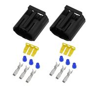 VGOL 2 Sets 3 Pin Connector Compatible with Land Rover Defender NAS Light DJ70316YA-1.8-21 28x25.7x19.5mm with Silicon Rubber Cable Seal Black