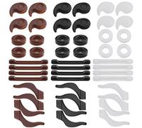 VGOL 24 Pairs Eyeglasses Retainers Silicone Glasses Temple Holders Anti-Slip Protectors Glasses Stoppers Ear Grip Hooks 4 Designs Black White Brown