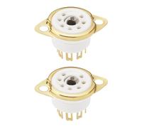 VGOL 2Pcs 7-Pin Electronic Valve Socket Valve Vacuum Tube Base Socket Copper Gold Plated for EB91 EF95 Z77 EL90 EK91 EL95 Small Valves
