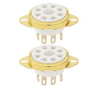 VGOL 2Pcs 8-Pin Electronic Valve Socket Valve Vacuum Tube Base Socket Copper Gold Plated for EL34 KT66 KT88 6L6 6551 5881 Small Valves