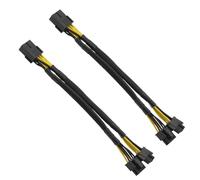 VGOL 2pcs PCIE 8 Pins to Dual 8-Pin (6+2) PCIE Power Adapter 18AWG Line Length 22cm Graphics Card Power Expansion Cable for GPU ConnectionBlack
