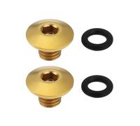 VGOL 2Set Bicycle Bleed Screw O Ring Bike Split Body Oil Cap Screw TC4 Titanium Alloy M5x10mm Bolts Compatible with Shimano XT SLX Zee Deore LX (Gold)