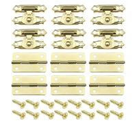 VGOL 36Pcs Box Latch Hasps & Hinges with Screws Antique Small Hinges Vintage Door Hinges Accessories for Wooden Box Jewelry Box Cabinet Gold