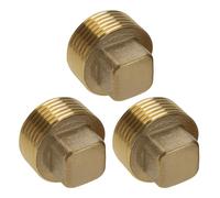 VGOL 3PCS 3/4 Inch NPT Male Square Head Brass Plug Four Corners Male Blanking Plug Male Tube End Cap Pipe End Stop Plug for Gas Drainage Marine Applications
