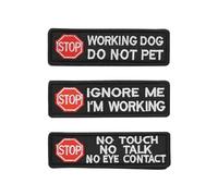 VGOL 3Pcs Embroidered Badge Emblem Patch Service Dog Tags Stop No Touch Talk Eye Contact Do Not Pet Ignore Me I'm Working Patch for Service Dogs Harness Vest Clothes