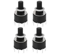 VGOL 4pcs 16mm 1 Pole 5 Position Rotary Switch with Washer and Nut Plastic Round Axis Band Switch Handle Length 15mm Black RS16