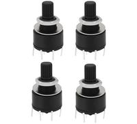 VGOL 4pcs 16mm 2 Pole 3 Position Rotary Switch with Washer and Nut Plastic Round Axis Band Switch Handle Length 15mm Black RS16