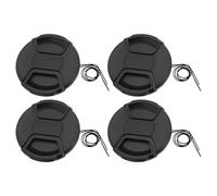 VGOL 4Pcs Front Lens Cap Cover 82mm Centre Pinch Front Lens Cap with Anti-lost Rope Compatible with Nikon Compatible with Canon Compatible with Pentax Black