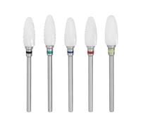 VGOL 5PCS Ceramic Drill Bit Length 50.9mm Handle Diameter 3/32 Inch for Acrylic Nails and Electric Nail Files Drill Machine Yellow Red Blue Green Black
