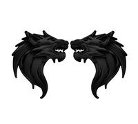 VGOL A Pair 3D Metal Wolf Head Car Stickers Wolf Head Decals Emblem Badge Reflective Motorcycle Auto Decoration Stickers Windshield Decoration Black