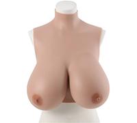 VGOLS Fake Boobs False Breasts Silicone Breast Forms High Collar Breathable Elasticity Silicone Filling Breast For Transgender Drag Queen Cosplay Mastectomy (Color : Skin tone, Size : K)