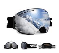 Vgooar OTG Ski Goggles, Frameless Ski Goggles with Anti-Fog Double Spherical Lens, 100% UV400 Protection Ski Snow Goggles for Men/Women