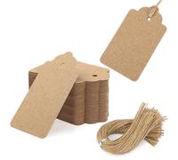 VGOODALL 150pcs Gift Tags with String Attached, 1.6 x 2.8 inch Kraft Paper Hang Tags for Clothes DIY Crafts Wedding Holiday (Brown)