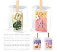 VGOODALL 30PCS Rice Krispie Treat Boxes with Hole, Individual Cakesicle Candy Boxes, for Wedding Birthday Party Favors Supply (3.74"x 2.5"x 1.5")