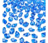 VGOODALL 380PCS Fake Ice Rocks, Blue Acrylic Crushed Ice Rocks Mini Fake Diamonds Plastic Gems for Home Table Decorations Vases Fillers