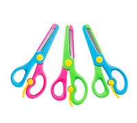 VGOODALL 3PCS Dual-Color Safety Scissors Set, Stainless Steel Scissors Safety Edge Plus Stretch Design for Craft, Office and Paper Projects