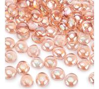 VGOODALL 450g 1LB 80-100PCS Pink Flat Glass Pebbles, Decorative Gem Glass Pebbles for Vase Filler, Table Scatter, Home Decor
