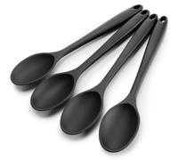 VGOODALL 4PCS Large Silicone Spoons, Nonstick Heat Resistant Spoons Black Kitchen Cooking Spoon for Mixing Cooking Baking Stirring