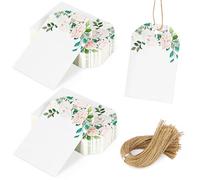 VGOODALL 80PCS Gift Tags with String Attached, 2 x 3 inch Floral Design Gift Tag for Presents, Bridal Shower, Wedding Birthday, Baby Shower