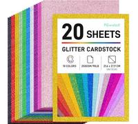 VGOODALL A4 Glitter Cardstock - 20 Sheets 10 Assorted Colours 250gsm Multi Colour Sparkle Paper for Card Making, Kids Crafts, Party Decor, Invitations, Gift Wrapping, Scrapbooking, DIY Projects
