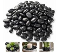 VGOODALL Black River Rocks, 1-2cm Mini Pebbles for Plants Natural Polished Decorative Stone for Single Vase Filler Small Terrarium Succulent Pots and Creative Projects, 1LB