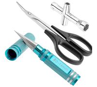 Vgoohobby RC 0-14mm Hole Puncher Reamer with Sleeve and Curved Trimming Scissor Small Cross Wrench Universal Tool Set for RC Car Truck Bodyshell Boat Airplane Body Shell