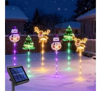 Vgpbphj 2026 New 6-Pack of Moving Christmas Lights, LED Solar Christmas Decorations Outdoor Waterproof, Solars & Battery Power, Courtyard Tree Snowman Reindeer for Xmas Pathway (A, Solar)