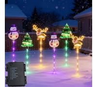 Vgpbphj 2026 New 6-Pack of Moving Christmas Lights, LED Solar Christmas Decorations Outdoor Waterproof, Solars & Battery Power, Courtyard Tree Snowman Reindeer for Xmas Pathway (A, Battery)